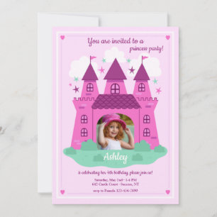 Princess Castle Photo Birthday Party  Invitation