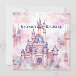 Princess Castle Pink Purple Birthday Invitation
