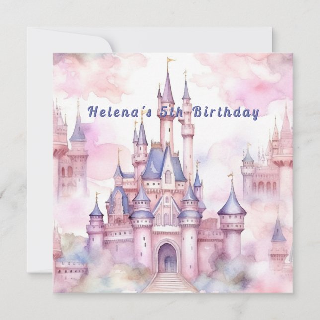 Princess Castle Pink Purple Birthday Invitation (Front)