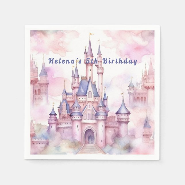 Princess Castle Pink Purple Napkin (Front)