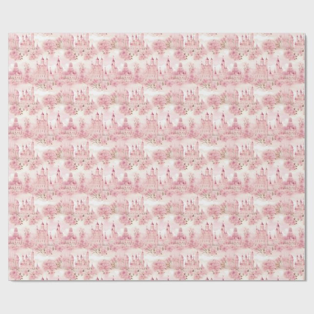 Princess Castle Seamless Pattern Wrapping Paper (Flat)