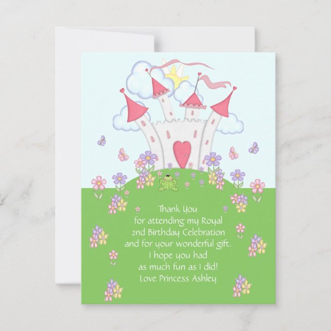 Princess Castle Thank You Flat Card (Front)