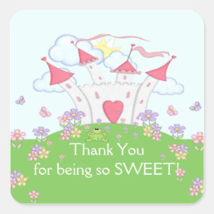 Princess Castle Thank You Square Sticker! Sticker