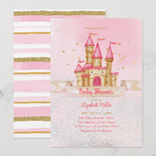 Princess Castle Theme Baby Girl Shower Invitation