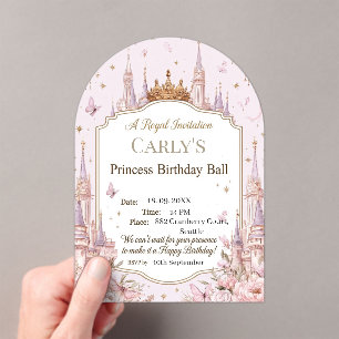 Princess Castle Theme Royal Birthday Ball Acrylic Invitations
