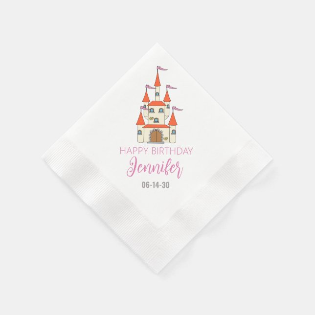 Princess Castle Themed Birthday Napkins (Corner)