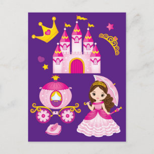 Princess Castle Tiara Crown Little Girls Purple Postcard