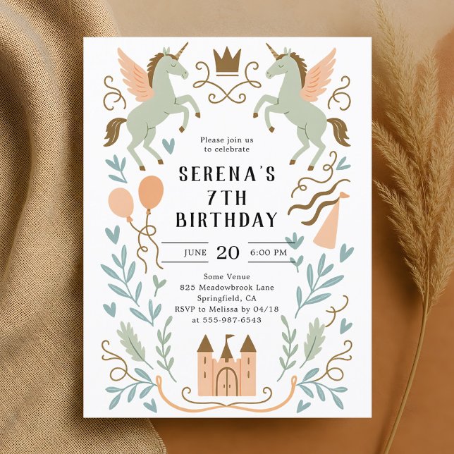 Princess Castle Unicorn Birthday Postcard (Creator Uploaded)