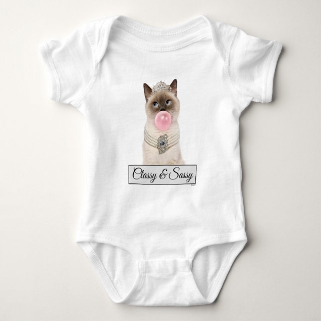 Princess Cat Blowing Bubble Gum Baby Bodysuit (Front)