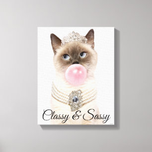 Princess Cat Blowing Bubble Gum Canvas Print