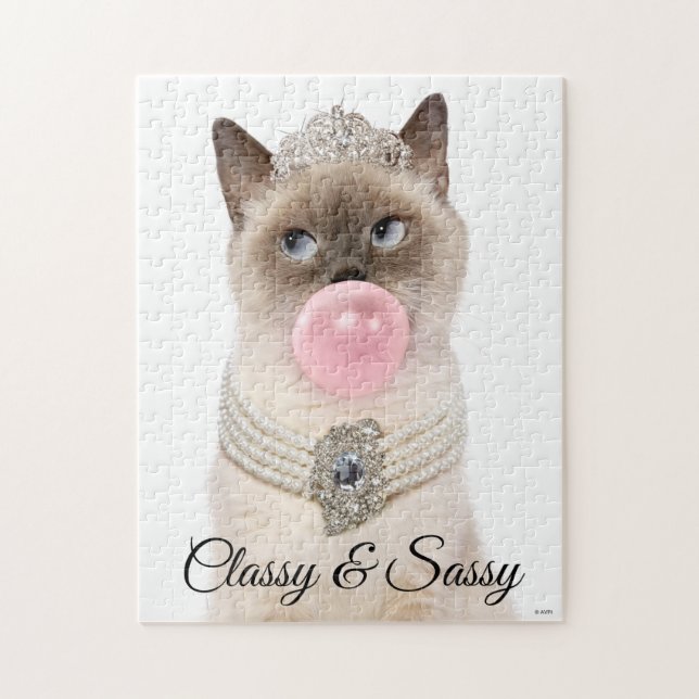 Princess Cat Blowing Bubble Gum Jigsaw Puzzle (Vertical)