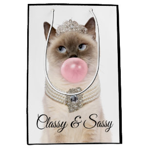 Princess Cat Blowing Bubble Gum Medium Gift Bag