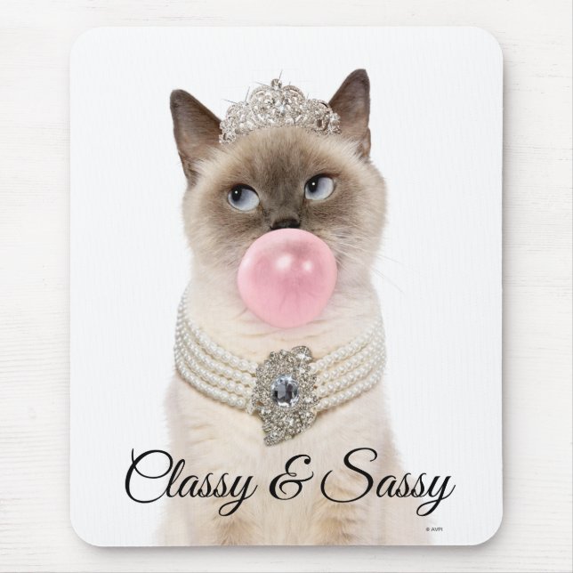 Princess Cat Blowing Bubble Gum Mouse Mat (Front)
