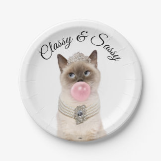 Princess Cat Blowing Bubble Gum Paper Plate