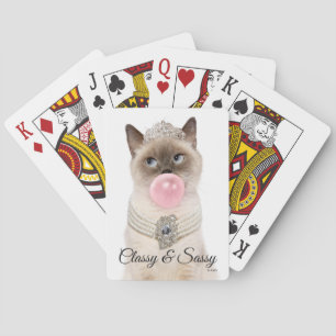 Princess Cat Blowing Bubble Gum Playing Cards