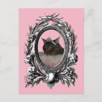 Princess Cat Vintage Frame Pink Background
