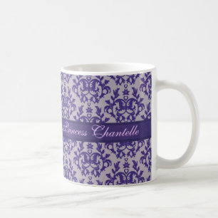 "Princess Chantelle" damask purple grey mug