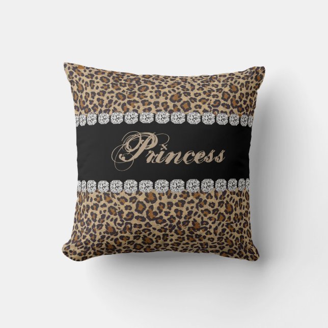 Princess Cheetah Bling Look Pillow Gift (Front)