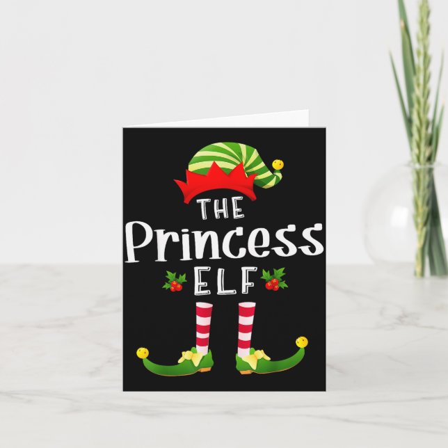 Princess Christmas Elf Matching Pajama X-mas Party Card (Front)