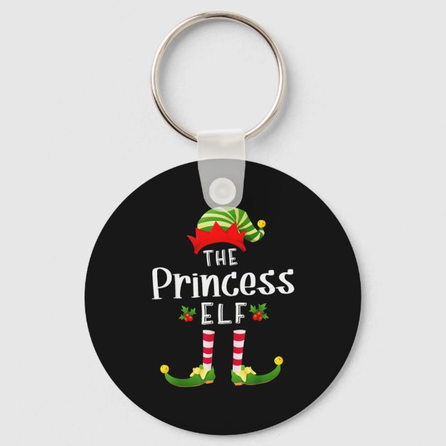 Princess Christmas Elf Matching Pajama X-mas Party Key Ring (Front)