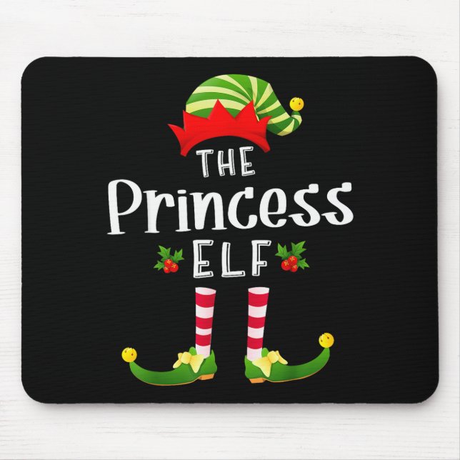 Princess Christmas Elf Matching Pajama X-mas Party Mouse Mat (Front)