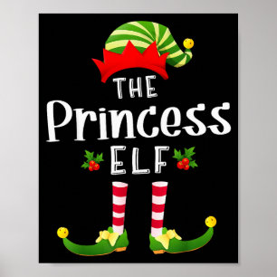 Princess Christmas Elf Matching Pajama X-mas Party Poster