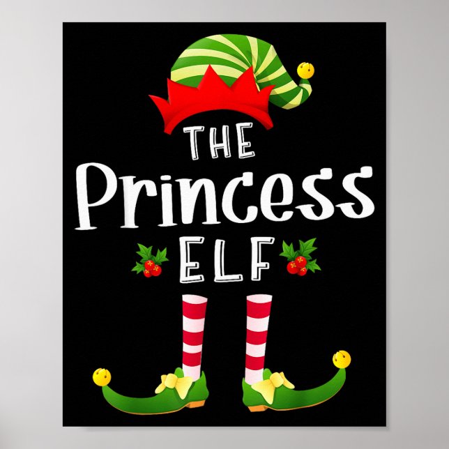 Princess Christmas Elf Matching Pajama X-mas Party Poster (Front)