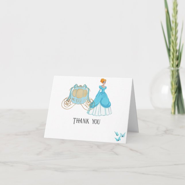 Princess Cinderella Birthday Party Decoration Thank You Card (Front)