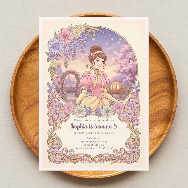 Princess Cinderella Floral Birthday Invitation (Creator Uploaded)