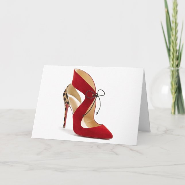 Princess Cinderella Leopard Red Shoes Quote Card (Front)