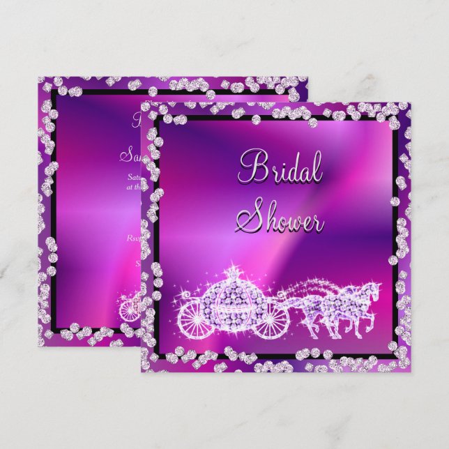 Princess Coach & Horses Bridal Shower Invitation (Front/Back)