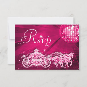 Princess Coach & Horses & Disco Ball RSVP Card