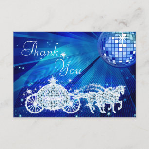 Princess Coach & Horses & Disco Ball Thank You Card