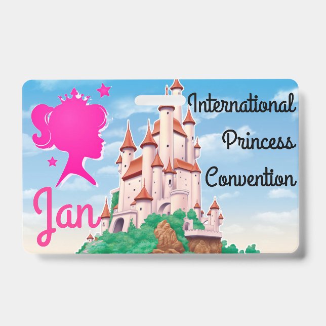 Princess Convention Badge Personalise Party Favour ID Badge (Front)