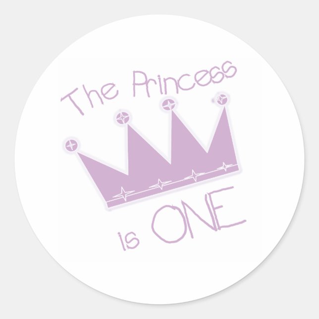 Princess Crown 1st Birthday Classic Round Sticker (Front)