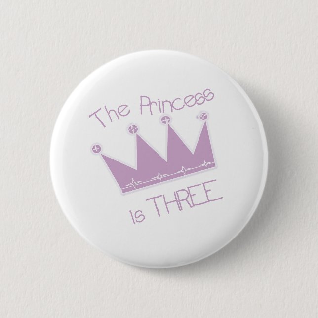 Princess Crown 3rd Birthday 6 Cm Round Badge (Front)