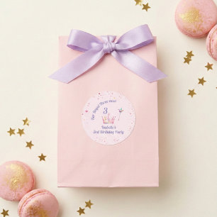 Princess Crown 3rd Birthday Royal Threeness Classic Round Sticker