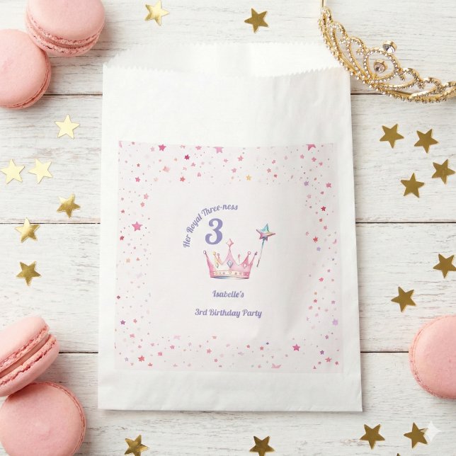Princess Crown 3rd Birthday Royal Threeness Favour Bags (Creator Uploaded)