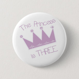 Princess Crown 3rd Birthday Tshirts and Gifts 6 Cm Round Badge