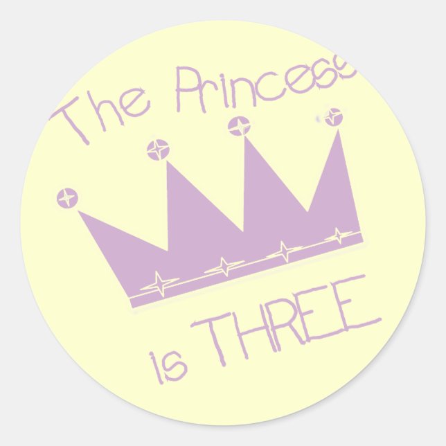 Princess Crown 3rd Birthday Tshirts and Gifts Classic Round Sticker (Front)