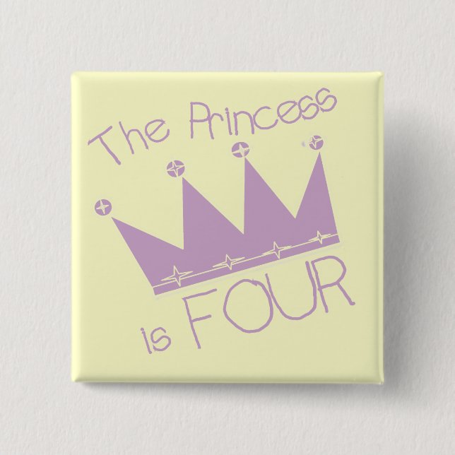 Princess Crown 4th Birthday Tshirts 15 Cm Square Badge (Front)