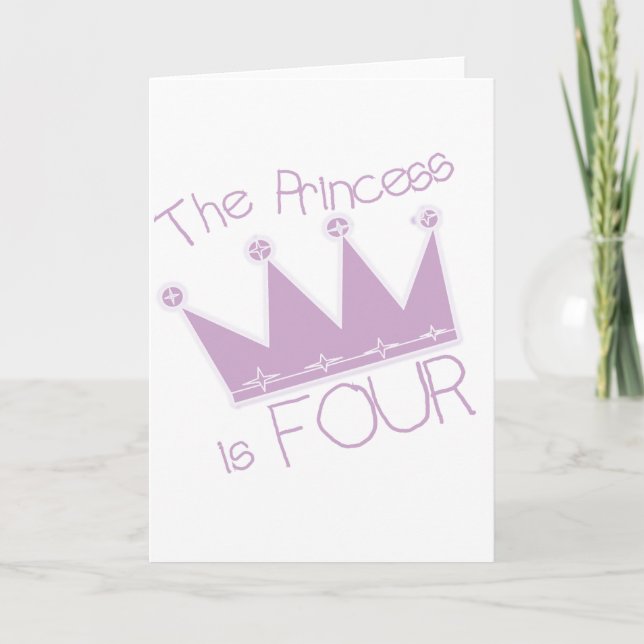 Princess Crown 4th Birthday Tshirts Card (Front)
