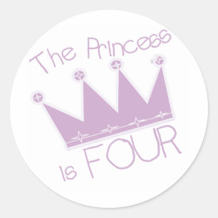 Princess Crown 4th Birthday Tshirts Classic Round Sticker