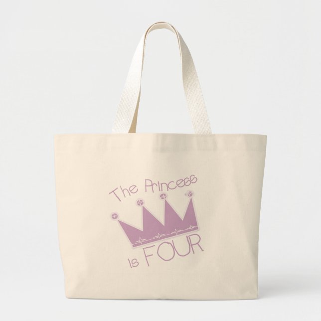 Princess Crown 4th Birthday Tshirts Large Tote Bag (Front)