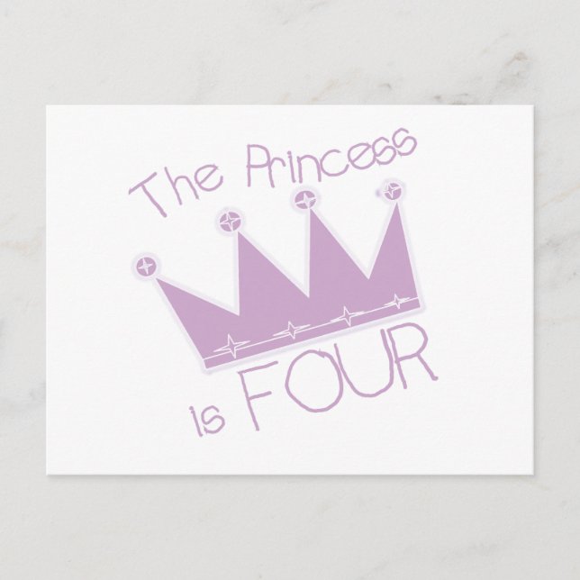 Princess Crown 4th Birthday Tshirts Postcard (Front)