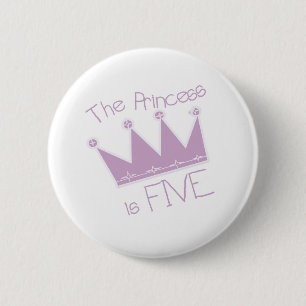 Princess Crown 5th Birthday 6 Cm Round Badge