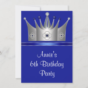 Princess Crown 6th Birthday Party Invitation 6th