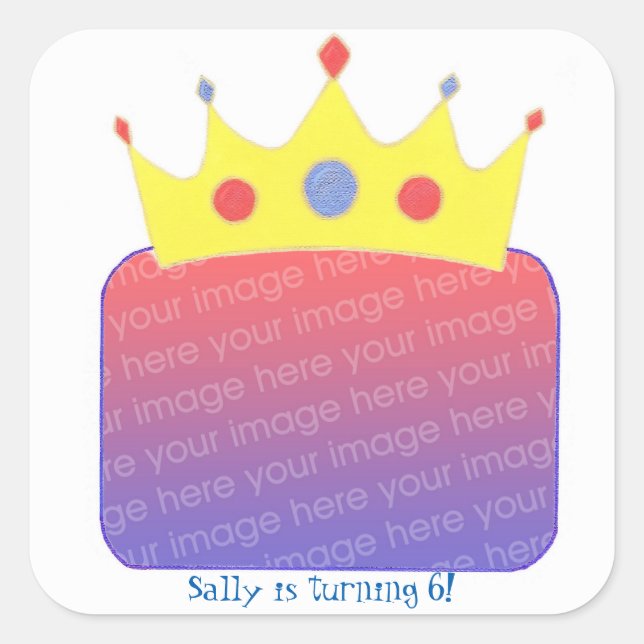 Princess Crown Add Photo Birthday Stickers (Front)