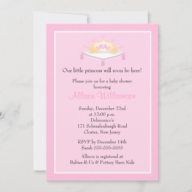 Princess Crown Baby Shower Invitation (Front)