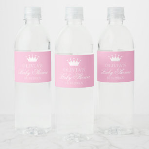 Princess crown baby shower water bottle labels